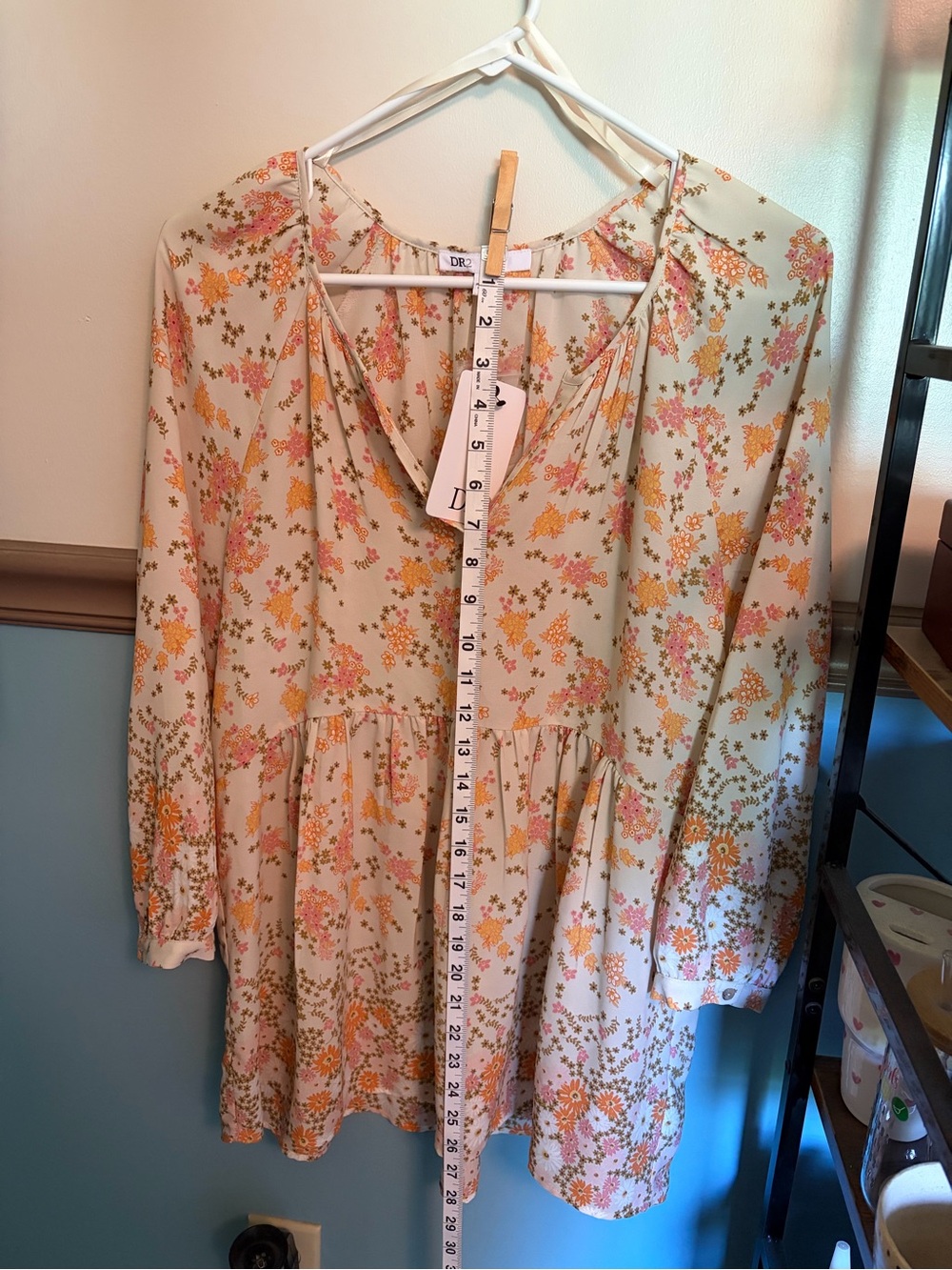 Long Sleeve Cream Floral Top